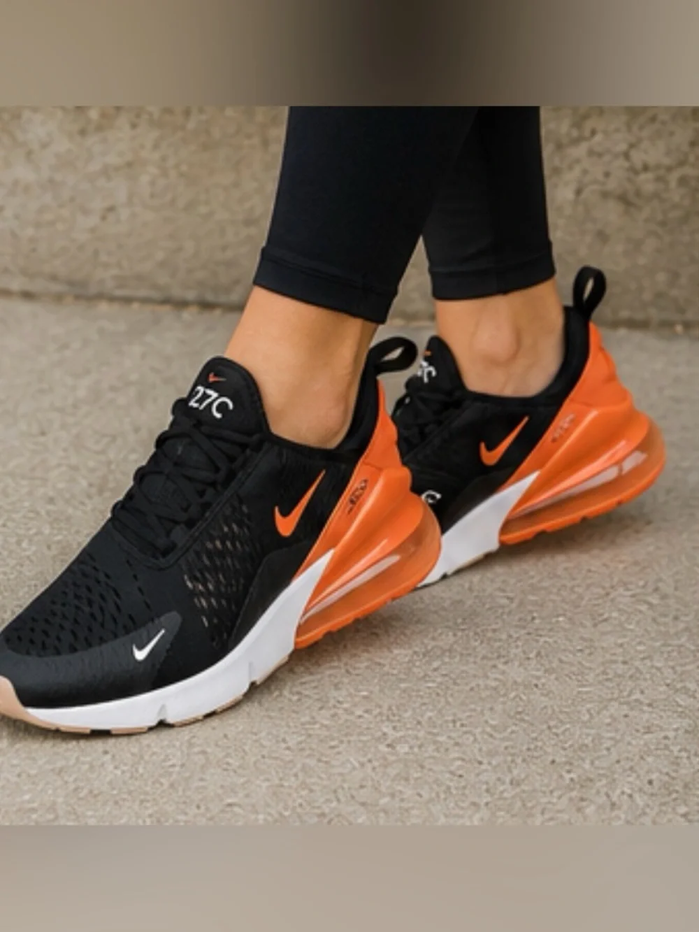 Nike Air Max 270 Running Sneakers Orange Swoosh Classic Logo Trainers